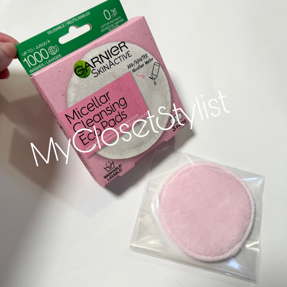 GARNIER Micellar Reusable Eco Makeup 2 Pads NEW! Cleansing Washable 1,000 washes